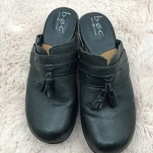 b.o.c black leather upper with tassels clogs Black Size 9 thumbnail 2
