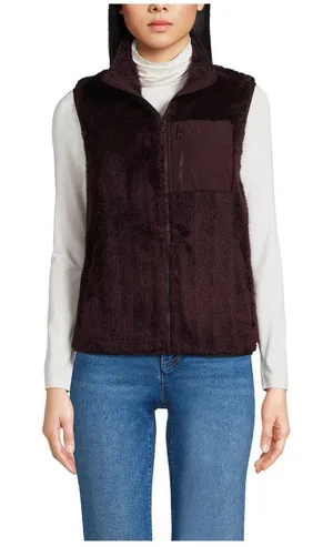 NEW Lands' End Womens Cozy Sherpa Fleece Vest 547681 Dark Plum Purple M thumbnail 1