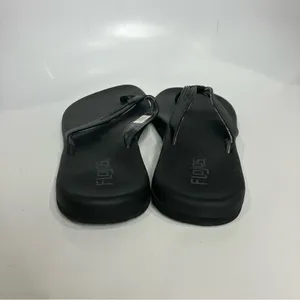 Flojos flip flop‎ sandals thongs black faux leather womens size 10 casual summer thumbnail 4