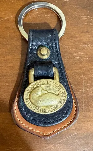 Vintage Dooney & Bourke All Weather Leather Brass Duck Key Fob Ring thumbnail 1