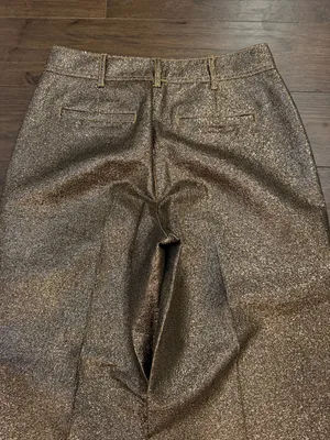 Madewell Pants Gold Metallic Shimmer Emmett Wide Leg Cropped Sz 27 - C61-116 thumbnail 7