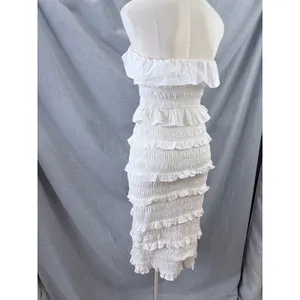 Cleobella Cream Smocked Midi Dress Sleeveless Ruffle‎ S Romantic thumbnail 2