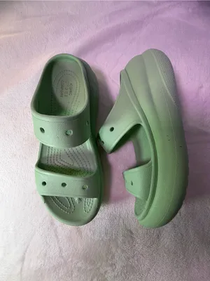 CROCS Kids Mint Green Two-Strap Slide Sandals thumbnail 6