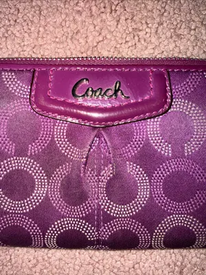 Coach Ashley Op Art Zip Around Wallet Purple thumbnail 4