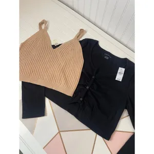 Aerie Tan Ribbed Cropped Tank American Eagle Black Ribbed Tee Yoga Bundle XXL thumbnail 3