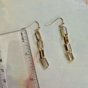 Gold tone chain link earrings Gold thumbnail 4