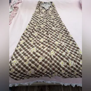 Urban Outfitters Brown Checkered Floral Maxi Dress thumbnail 3