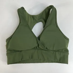 Titan Small Sports‎ Bra Medium Support Open Back Removable Padding Green Stretch thumbnail 6
