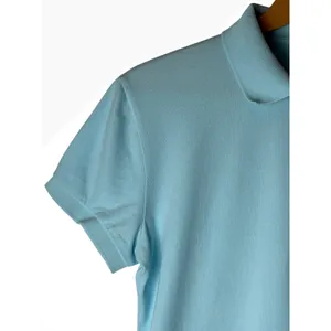 Barbour Polo Shirt Women 12 Blue Short Sleeve Pique Cotton Stretch Logo Preppy thumbnail 4