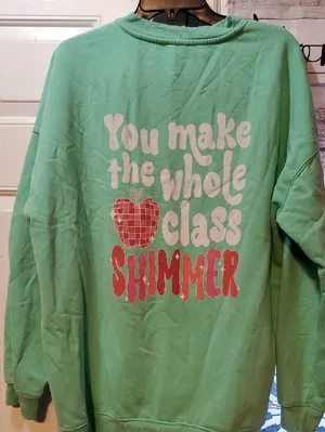 Pink Lily Mint Green Sweatshirt with Red Plaid Apple thumbnail 3
