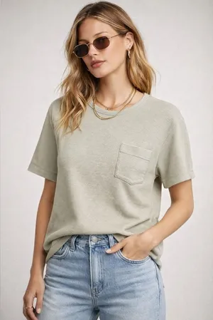 French Connection Ribbed Cotton Tee – Size L thumbnail 1