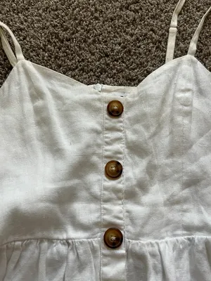 Reformation Linen Mini Dress Off White Spaghetti Straps V-Neck Button Up Size 0 thumbnail 7