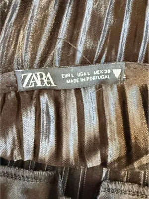 ZARA Pleated Satin Camisole Top Elegant Black L thumbnail 3