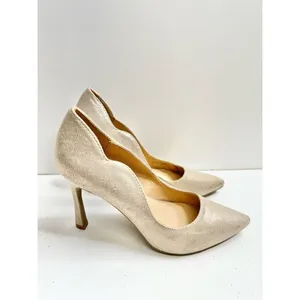 Chinese Laundry Gold Metallic‎ Scalloped Pointed Toe Stiletto Pumps Heels 7.5 thumbnail 2