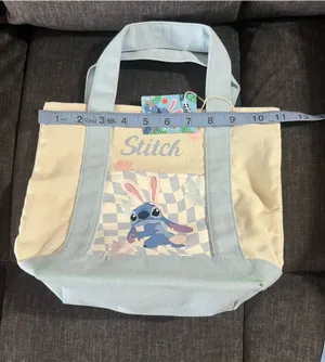 Disney Light Blue & Cream Stitch Canvas Tote Bag thumbnail 1