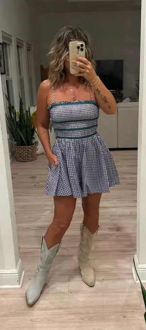 FREE PEOPLE Bali Checked Out Printed Dress in Gardenia Combo Size X-Small thumbnail 1