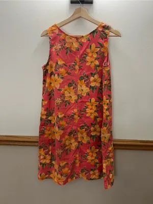 Vintage 90s Tropical Flower Hawaiian Linen Midi Dress size medium/large thumbnail 4