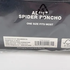 Halloween Spider‎ Poncho Adult OS Black Silver Glitter Web Goth Costume NWT thumbnail 3
