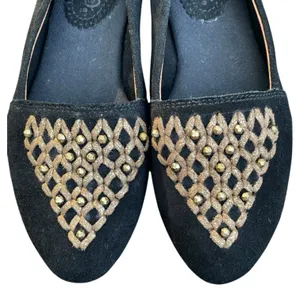 LATIGO Unity Suede Ballet Flats 7 Black Gold Studded Boho Comfort NWOT thumbnail 11