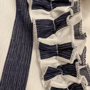 Entro Blue Mini Dress Women's Size L One Shoulder Ruffled Striped NEW thumbnail 10
