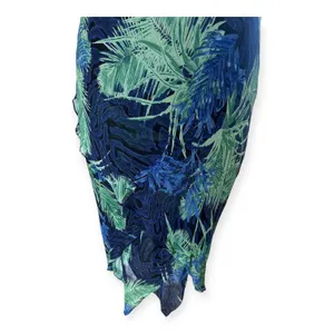 Vintage 90s Y2K Eva Blue Beaded Tropical Print Slip Dress S Fairycore Coquette thumbnail 9