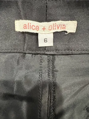 Alice + Olivia Black Satin Low Rise Bootcut Flare Pants Y2K Size 6 thumbnail 4
