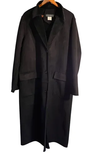 Harve Benard by Bernard Holtzman Womens‎ Black Suede Long Coat Jacket Size 14 thumbnail 1
