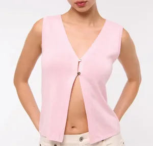 Abercrombie & Fitch V-Neck Cutaway Sweater Vest, XS, Light Pink NWT thumbnail 2