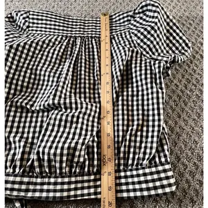 Madewell Women's Small Cross Front Wrap‎ Surplice Tie Top Black White Gingham thumbnail 8