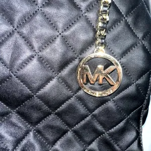 Michael Kors Satchel Susannah Leather Quilted Double Handle Large Black thumbnail 2