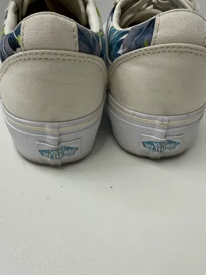 Vans Low Top Canvas Sneakers - White with Green Blue Floral size 6.5 thumbnail 5
