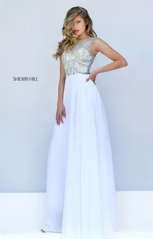 Sherri Hill White Beaded Maxi Dress thumbnail 1