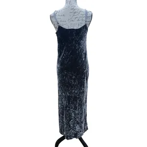 Bella Dahl Women's Gray Crushed Velvet Maxi Dress Cowl Neck Side Slits Small‎ thumbnail 2