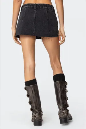 Edikted Low Rise Denim Micro Skort thumbnail 5