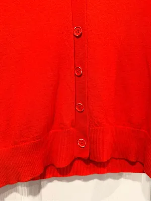 J.Crew Size M 100% Merino Wool Cardigan Sweater Red Orange Button Front thumbnail 4