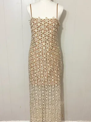 Showpo Ruth Midi Dress Natural Floral Lace Strappy Slip Dress US 10 NWT thumbnail 2