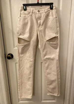 Good American Cream Cut-Out Jeans size 4 thumbnail 1