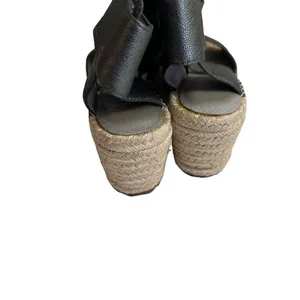 Eileen Fisher Wedge Sandals Pewter 5.5 Women Espadrille Platform Metallic Lthr thumbnail 6