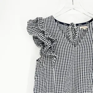 Barbour Thistle Ruffle Sleeve Gingham Top Women's Size‎ 4 Coastal Chic thumbnail 3