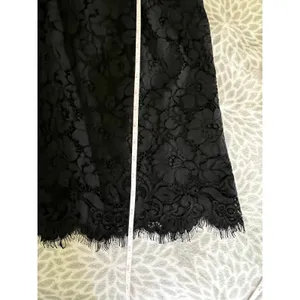 Ann Taylor Black Floral Lace Blouse Medium Ruffle Neck Office Chic Preppy Goth Coquette thumbnail 7