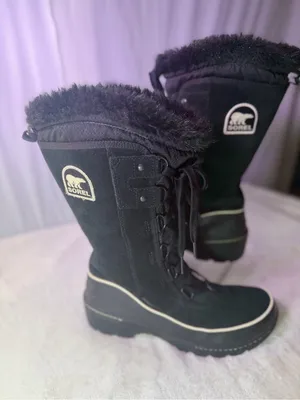 Sorel Black Lace-Up Women's Winter Tall Boot with Faux-Fur Trim thumbnail 2