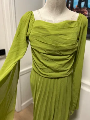 Pleated Waist maxi dress Green thumbnail 3
