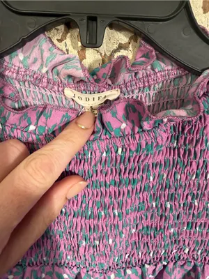 Jodifl Smocked Ruffle Sleeveless Top - Purple Pattern size small thumbnail 2