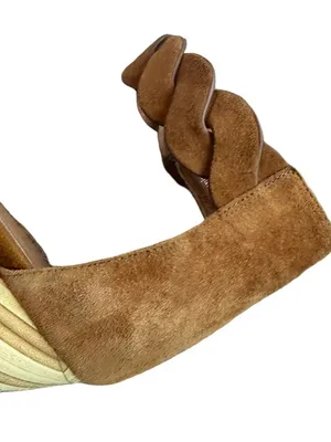 Jeffrey Campbell LIndsay Sandals Suede Camel Block Heel Retro Size 7 Women's thumbnail 13