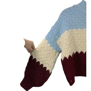 Anthropologie Nell Chunky Knit‎ Colorblocked Sweater Size Medium Cozy Casual thumbnail 8