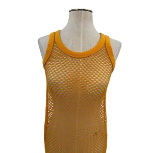 Jaded London Fishnet Mesh Tank Top Yellow Festival Y2K Sheer US 4‎ thumbnail 2