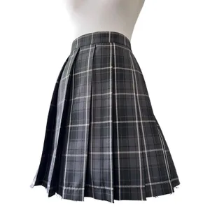 Current Mood Gray, Black & White Plaid Knee Length Skirt w/ Unfinished Hem thumbnail 5