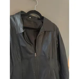 Jacqueline Ferrar Black Nappa Leather Zip Up Jacket Womens Large Lined Classic thumbnail 3