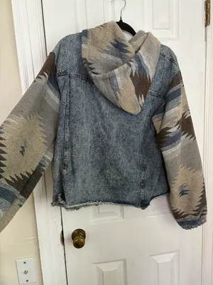 Blue Buttercup Aztec Print Blue Jean Jacket thumbnail 3
