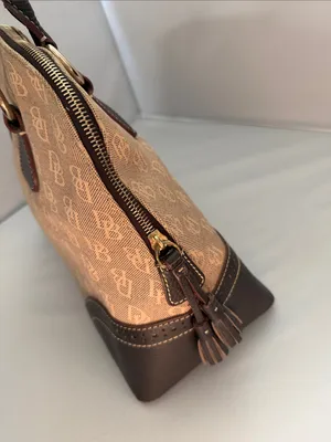 Dooney & Bourke Tan and Brown Logo Dome Satchel thumbnail 4